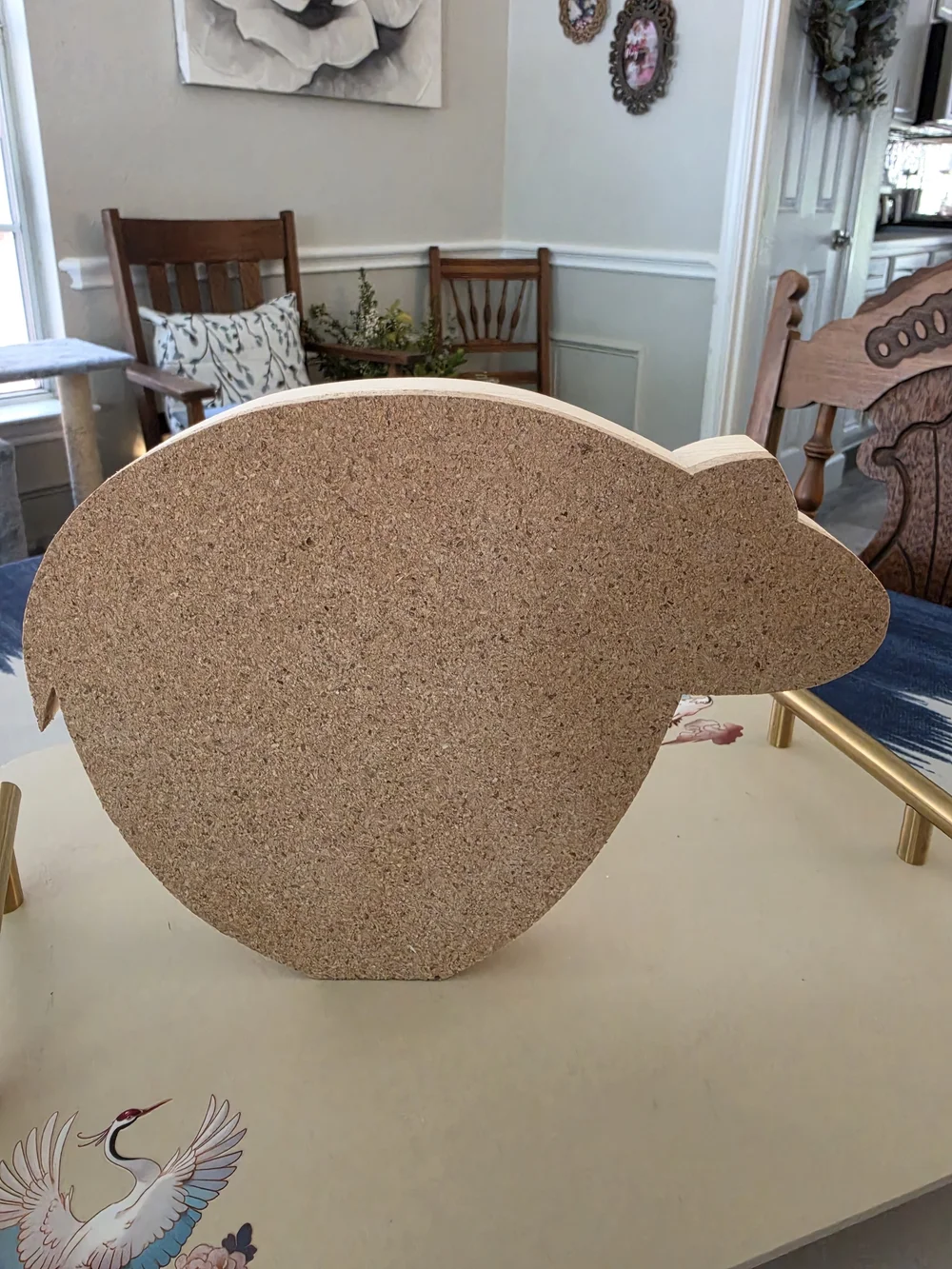 Wood Bear Wall Plaque Or Trivet Cork Back Beige Brown Scroll Saw Native American